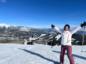 Meltem Yucel on ski slopes